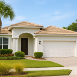 A bright, modern Florida home with energy-efficient windows, a clean white exterior, and palm trees in the yard, symbolizing home safety and efficiency improvements for 2026. The landscape image is optimized for a blog post and Google update.